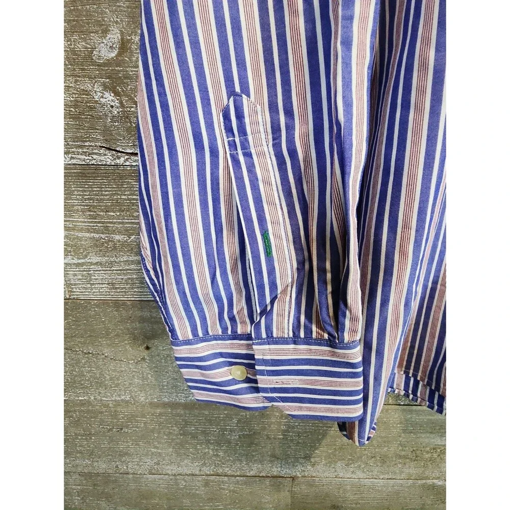 Tommy Hilfiger Shirt Mens 2XL Blue Stripe Heritage Poplin Button Down Casual